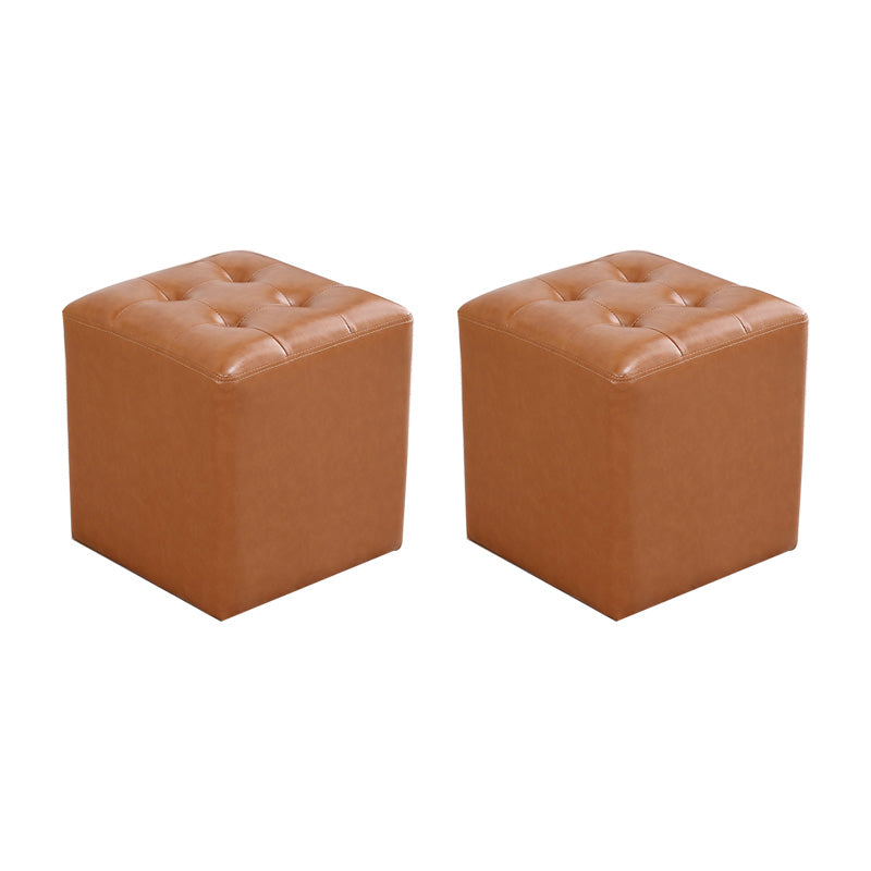 Modern Leather Pouf Water Resistant Square Pouf for Living Room