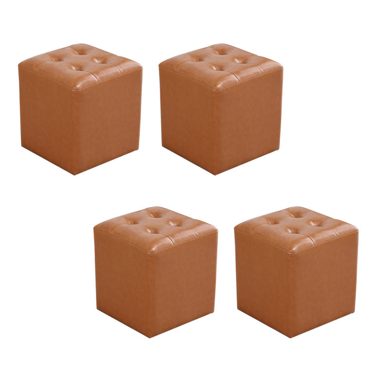 Modern Leather Pouf Water Resistant Square Pouf for Living Room