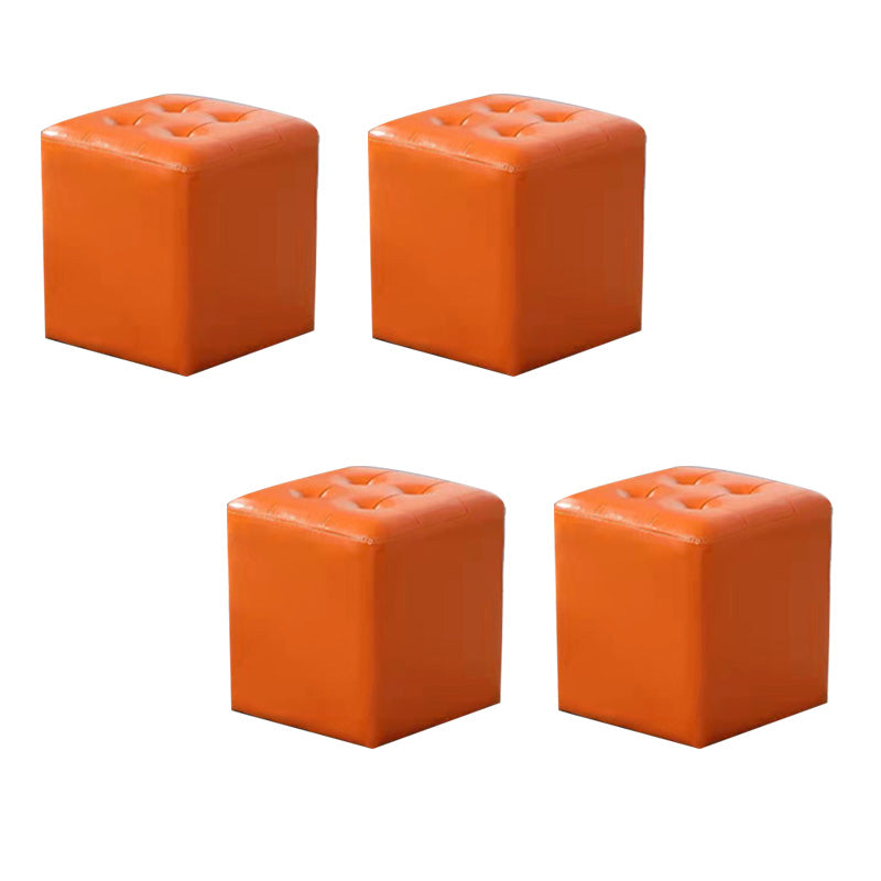 Modern Leather Pouf Water Resistant Square Pouf for Living Room