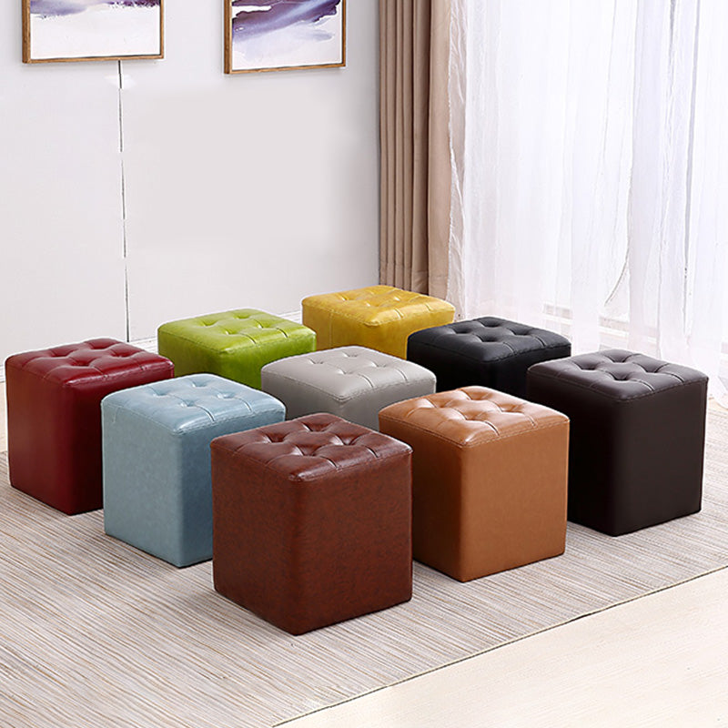 Modern Leather Pouf Water Resistant Square Pouf for Living Room