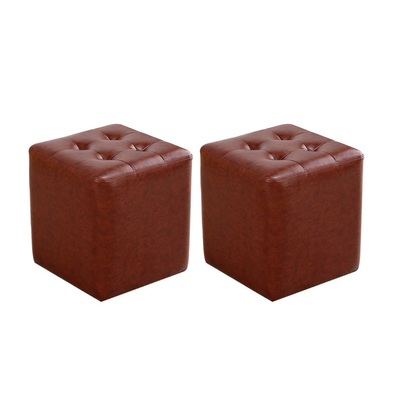 Modern Leather Pouf Water Resistant Square Pouf for Living Room