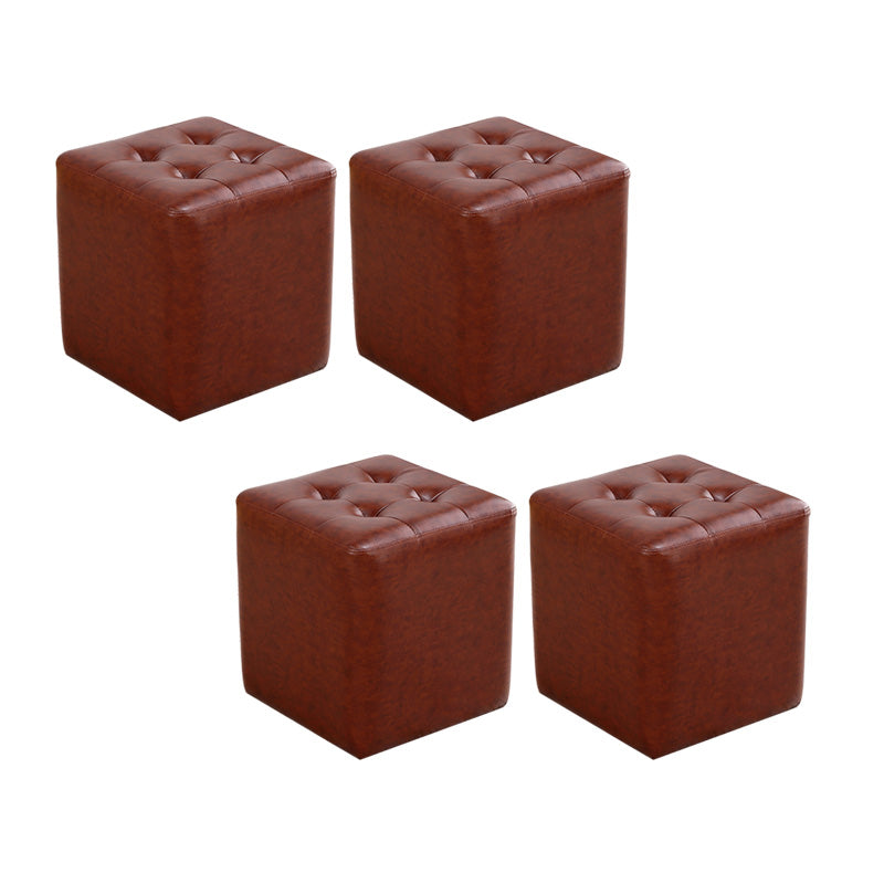 Modern Leather Pouf Water Resistant Square Pouf for Living Room