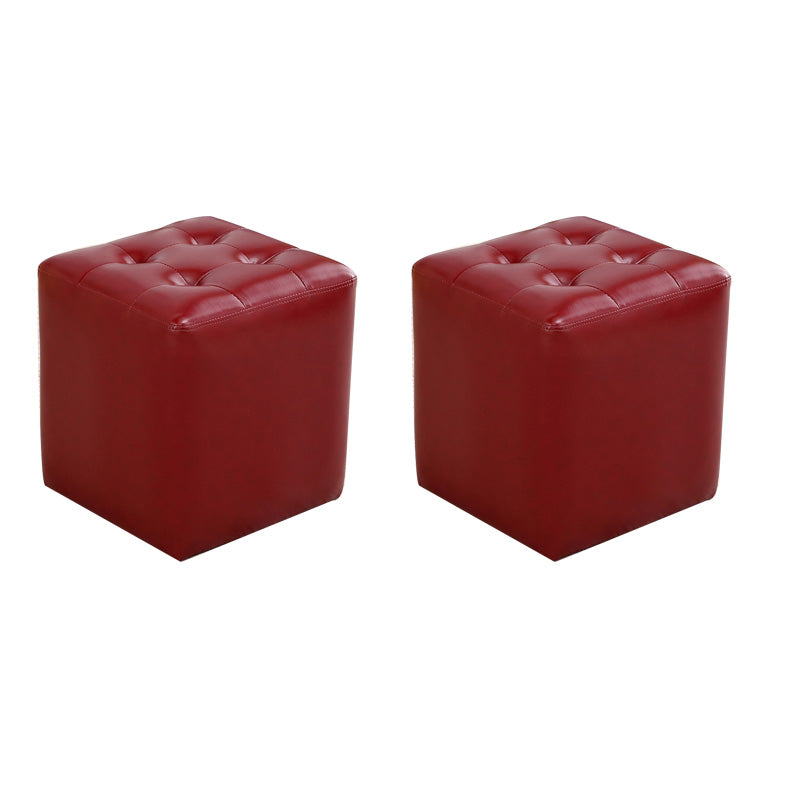 Modern Leather Pouf Water Resistant Square Pouf for Living Room