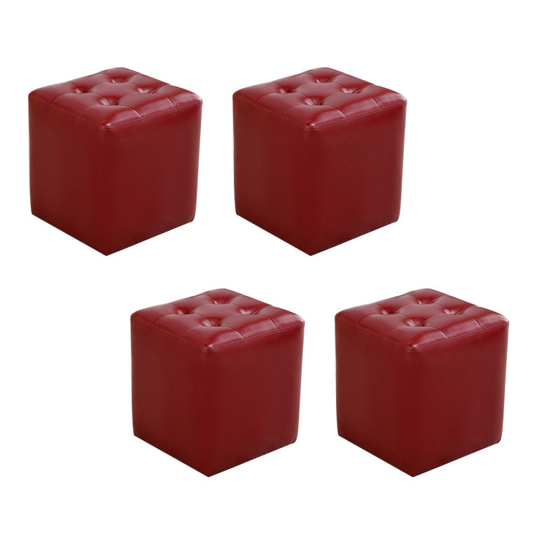 Modern Leather Pouf Water Resistant Square Pouf for Living Room