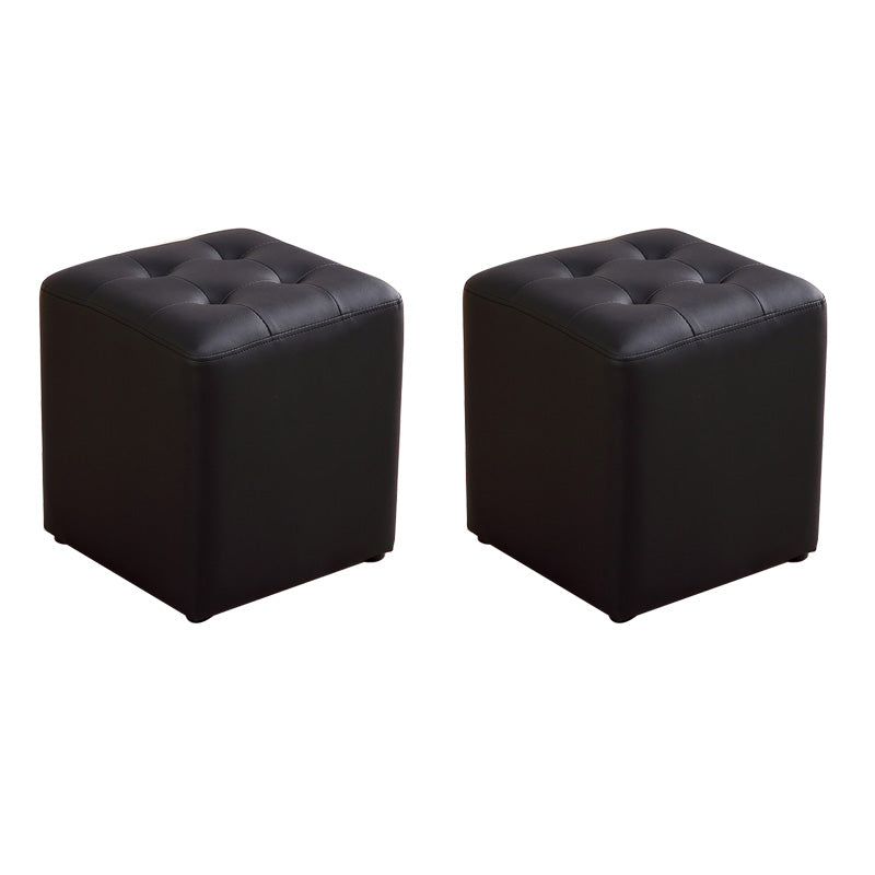 Modern Leather Pouf Water Resistant Square Pouf for Living Room