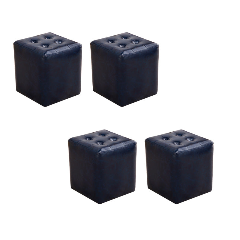 Modern Leather Pouf Water Resistant Square Pouf for Living Room
