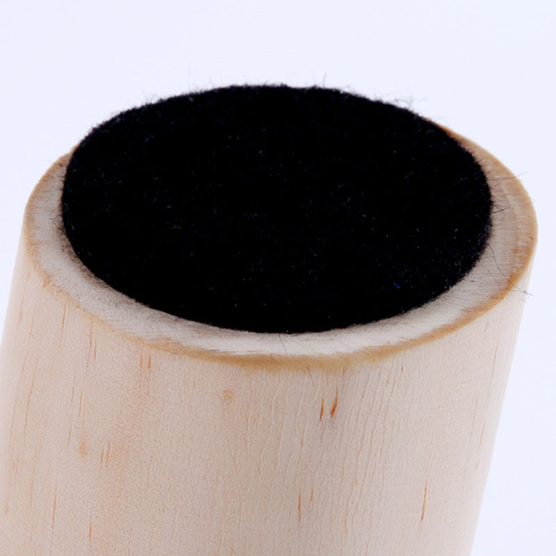 Wool Frame Pouf Stool Contrast Color Round Upholstered Fade Resistant Linen Blend Pouf