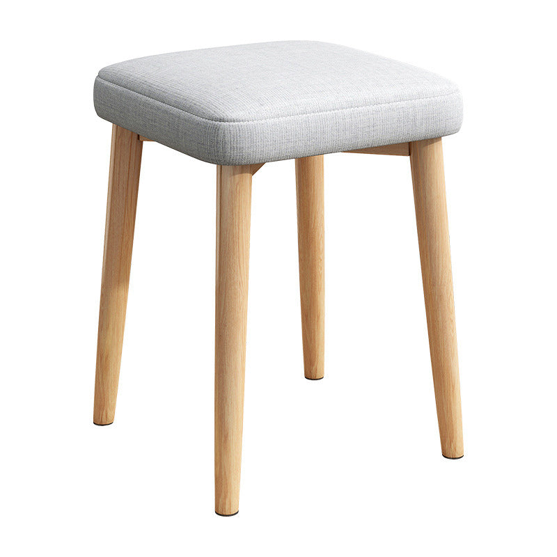 Solid Color Pouf Fabric Fade Resistant Metal Frame Square Upholstered Pouf