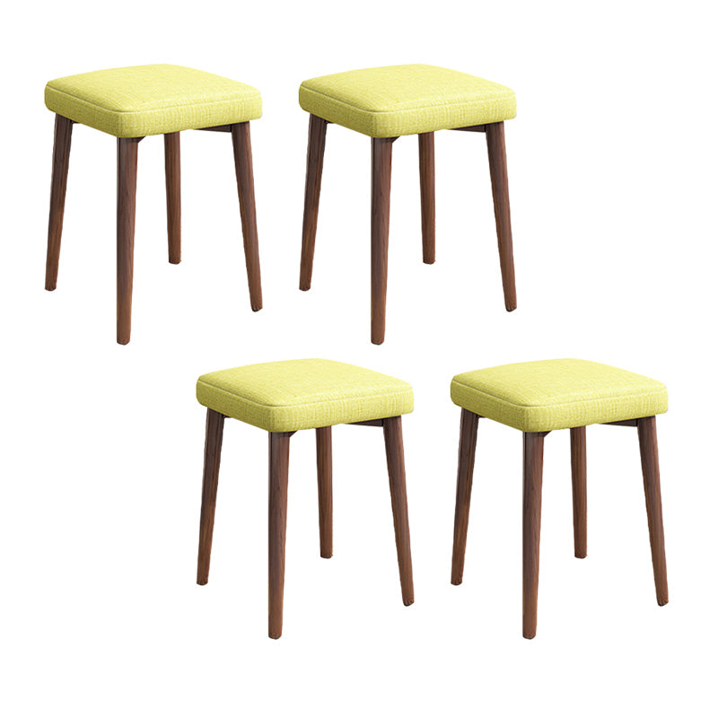 Solid Color Pouf Fabric Fade Resistant Metal Frame Square Upholstered Pouf