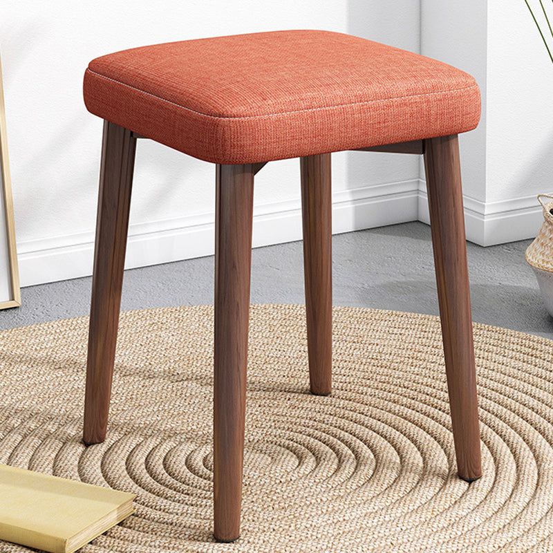 Solid Color Pouf Fabric Fade Resistant Metal Frame Square Upholstered Pouf