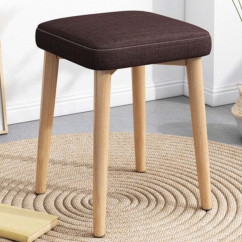 Solid Color Pouf Fabric Fade Resistant Metal Frame Square Upholstered Pouf