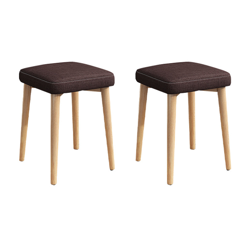 Solid Color Pouf Fabric Fade Resistant Metal Frame Square Upholstered Pouf