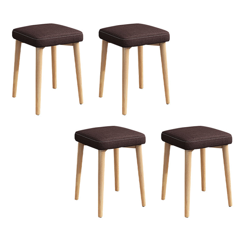 Solid Color Pouf Fabric Fade Resistant Metal Frame Square Upholstered Pouf