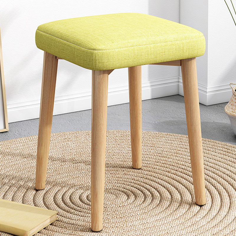 Solid Color Pouf Fabric Fade Resistant Metal Frame Square Upholstered Pouf