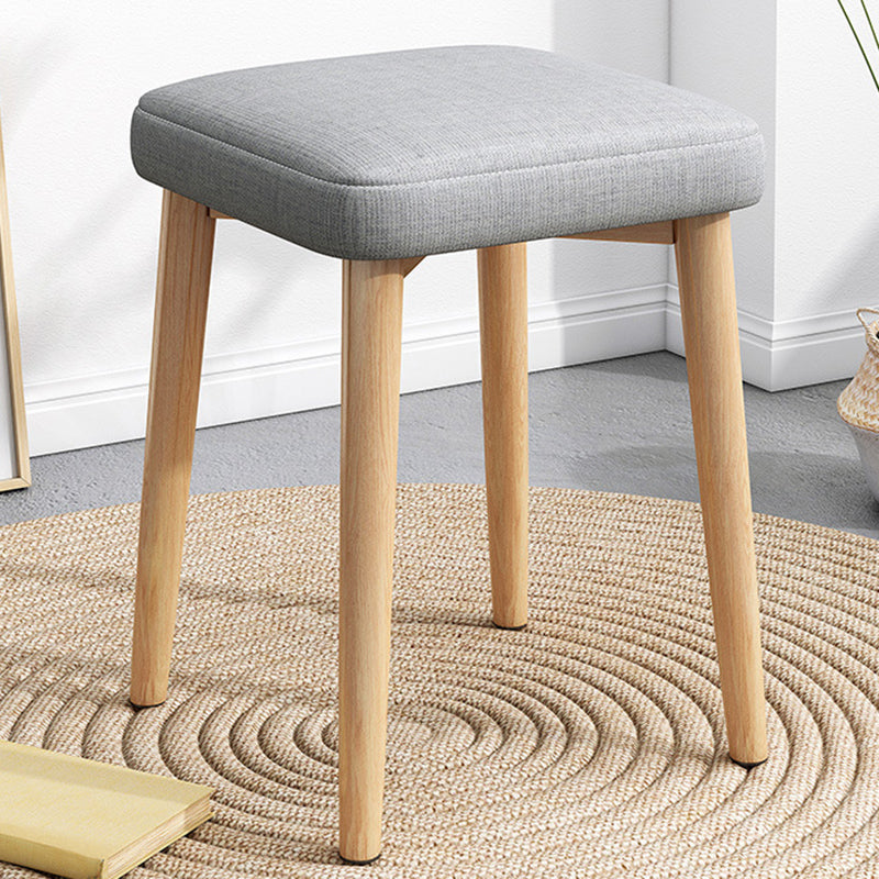 Solid Color Pouf Fabric Fade Resistant Metal Frame Square Upholstered Pouf