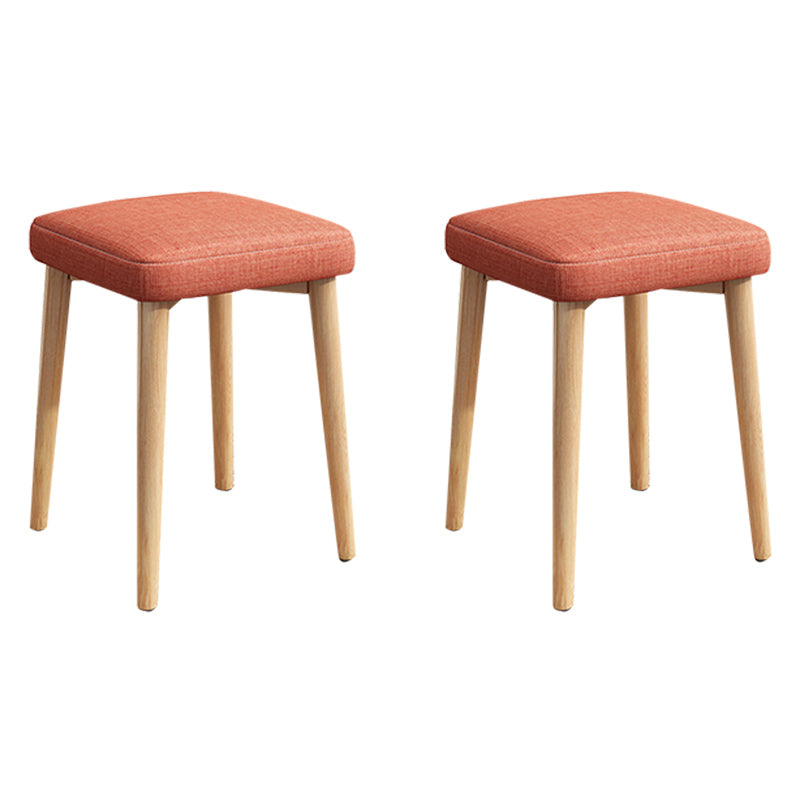 Solid Color Pouf Fabric Fade Resistant Metal Frame Square Upholstered Pouf