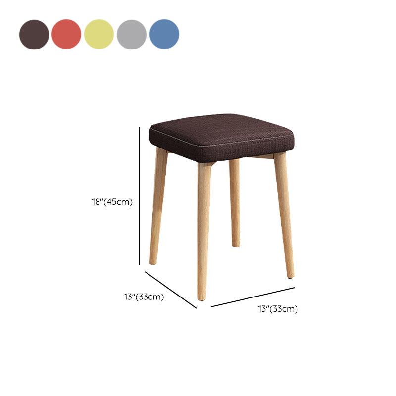 Solid Color Pouf Fabric Fade Resistant Metal Frame Square Upholstered Pouf