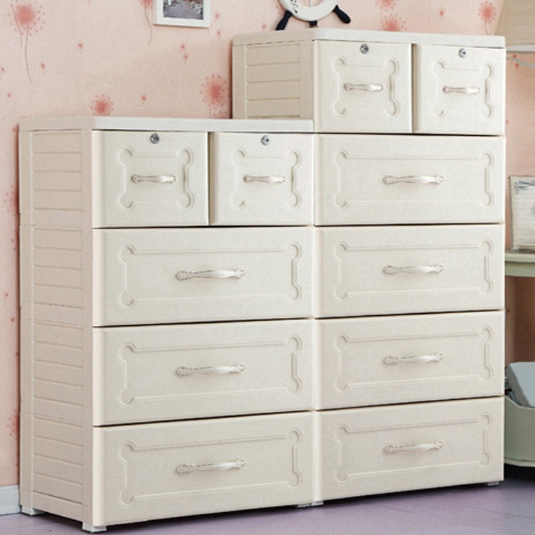 Plastic Storage Cabinet with Legs Modern Wardrobe Closet with Drawer