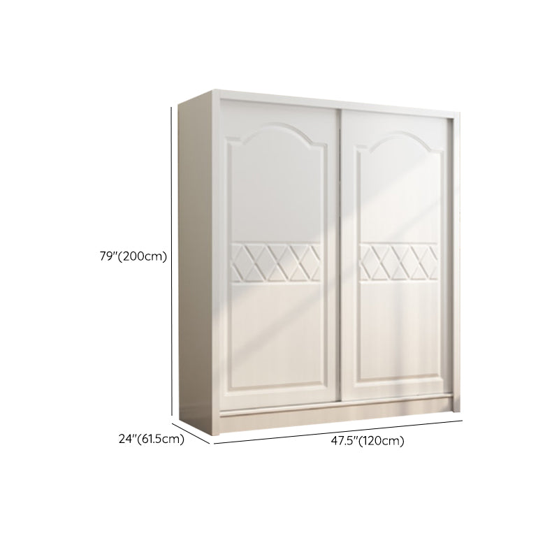 White Wardrobe Closet with Drawer Engineered Wood Wardrobe Armoire