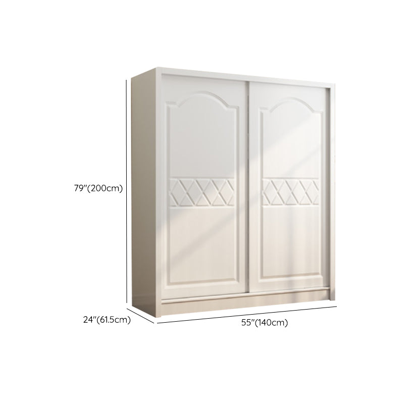White Wardrobe Closet with Drawer Engineered Wood Wardrobe Armoire