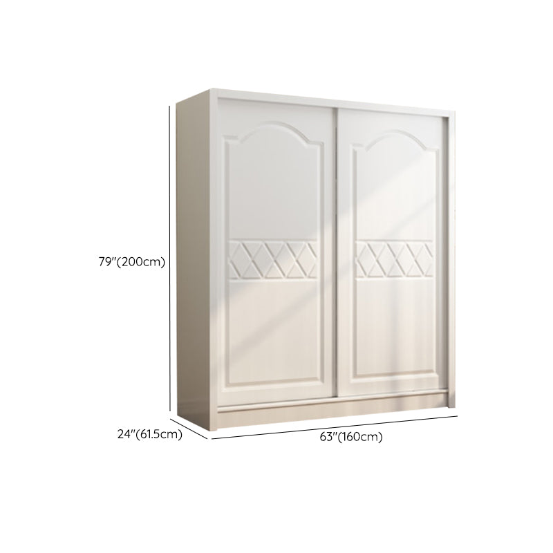 White Wardrobe Closet with Drawer Engineered Wood Wardrobe Armoire