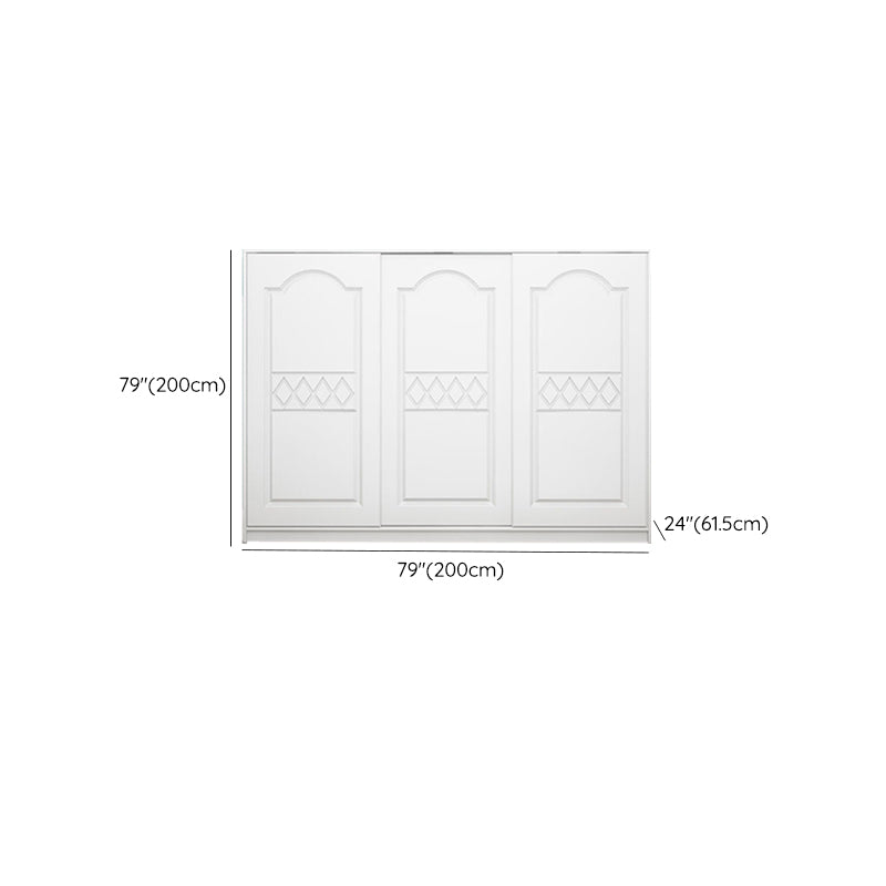 White Wardrobe Closet with Drawer Engineered Wood Wardrobe Armoire