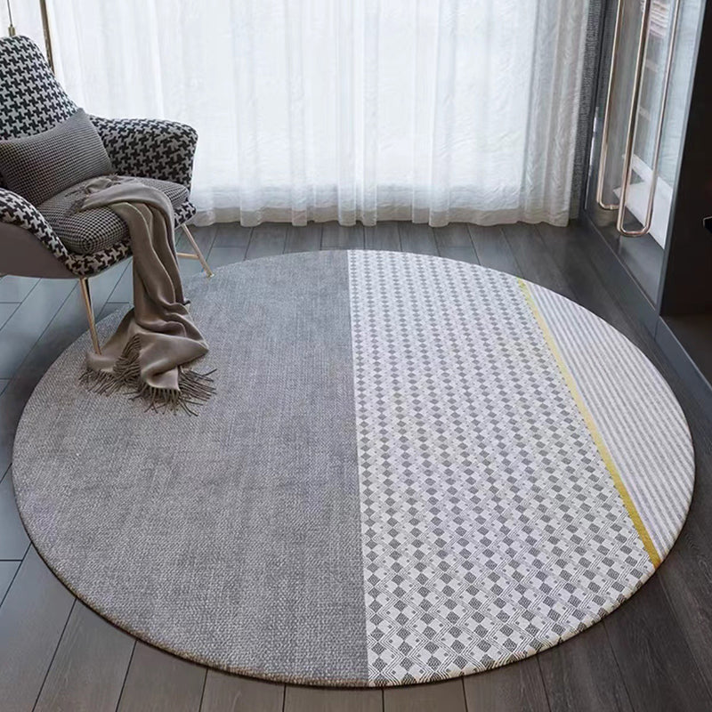 Dark Grey Modern Rug Polyester Graphic Rug Washable Rug for Living Room