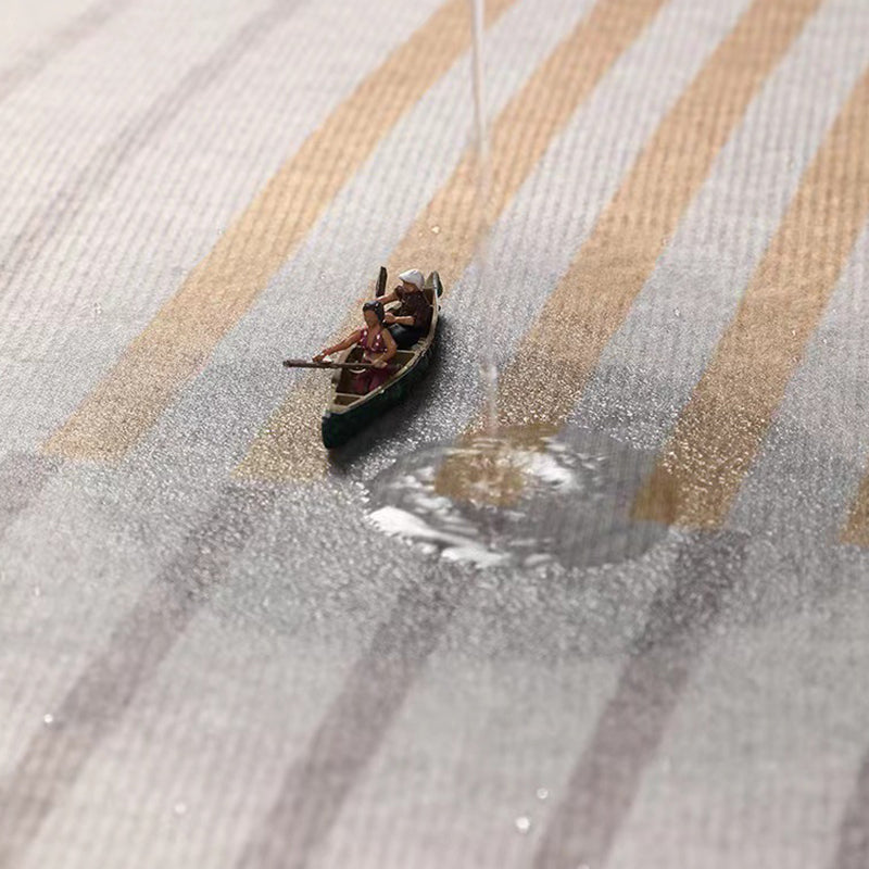 Light Grey Modern Rug Polyester Line Rug Washable Rug for Home Decor