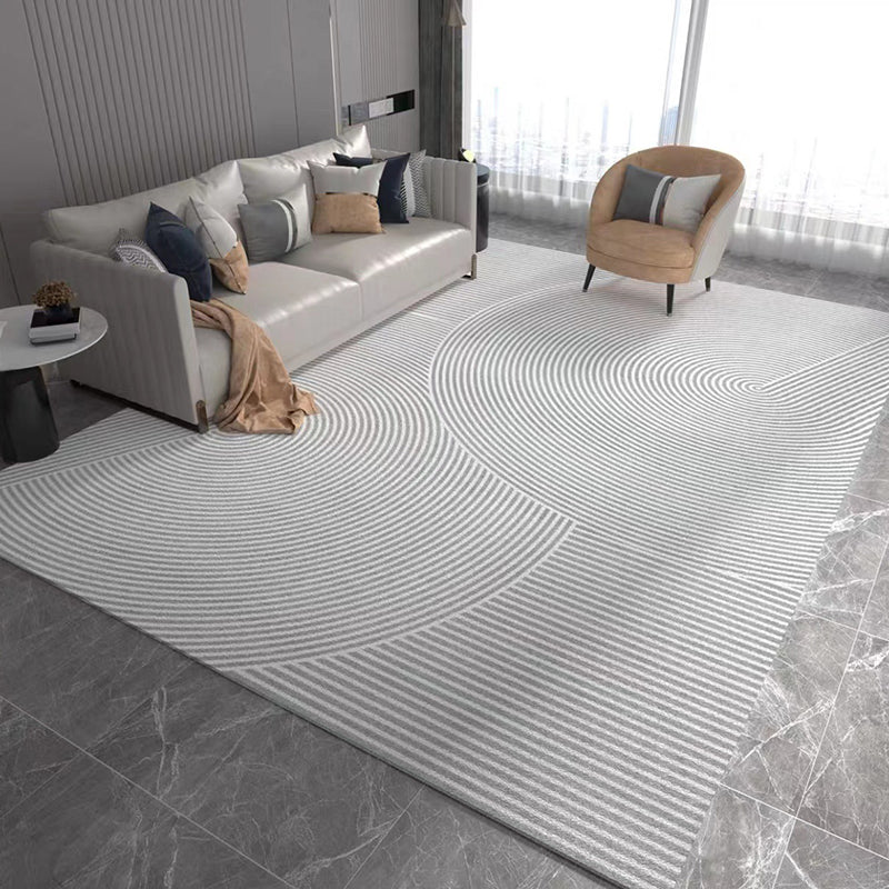 Light Grey Modern Rug Polyester Line Rug Washable Rug for Home Decor