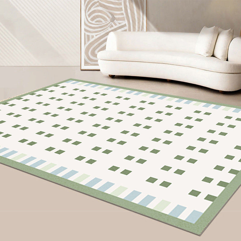 Green Casual Rug Polyester Color Piece Rug Stain Resistant Rug for Living Room