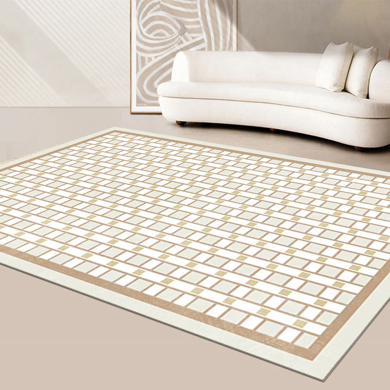 Green Casual Rug Polyester Color Piece Rug Stain Resistant Rug for Living Room