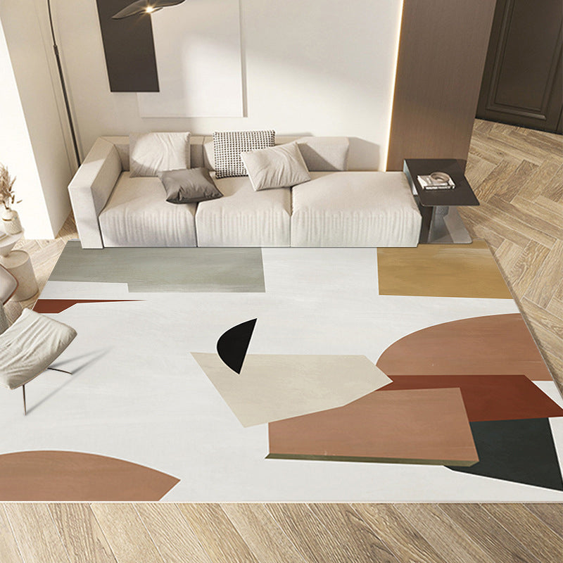 Orange Nordic Rug Polyester Color Piece Rug Washable Rug for Living Room