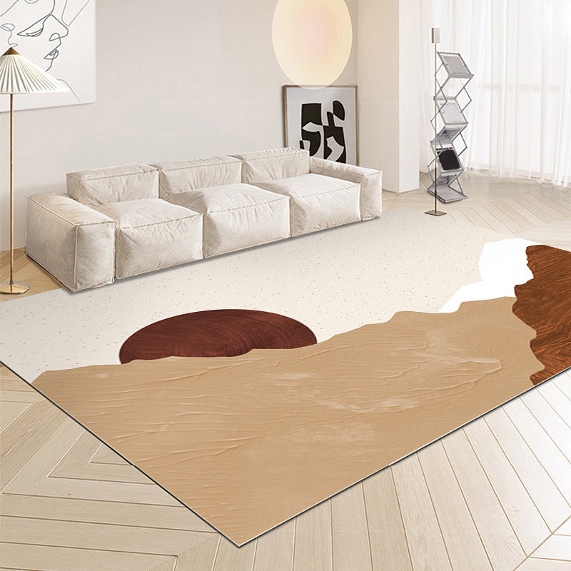Dark Brown Color Lump Rug Polyester Modern Rug Washable Rug for Living Room
