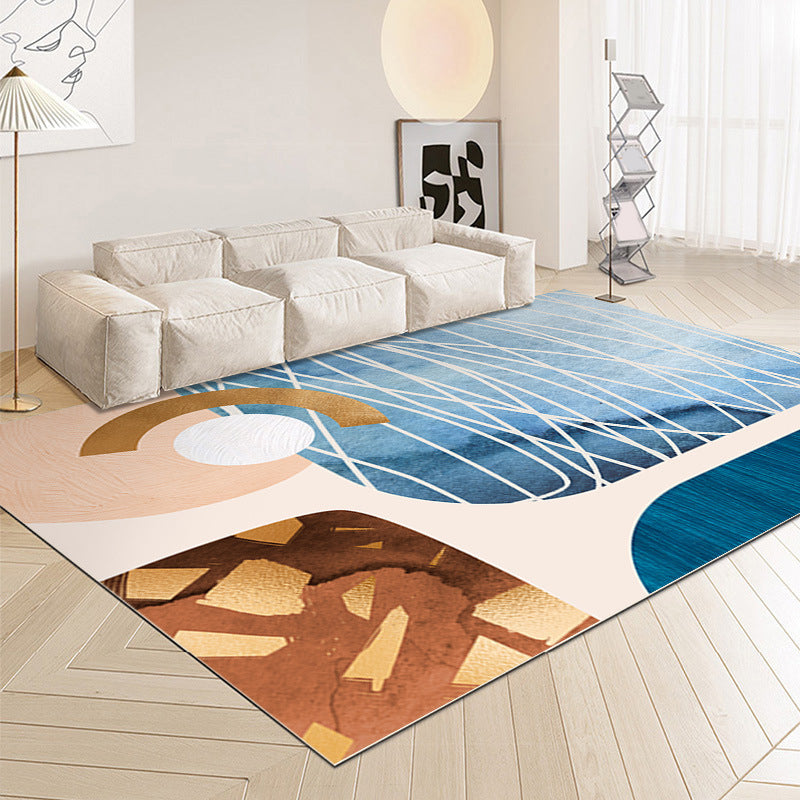 Dark Brown Color Lump Rug Polyester Modern Rug Washable Rug for Living Room