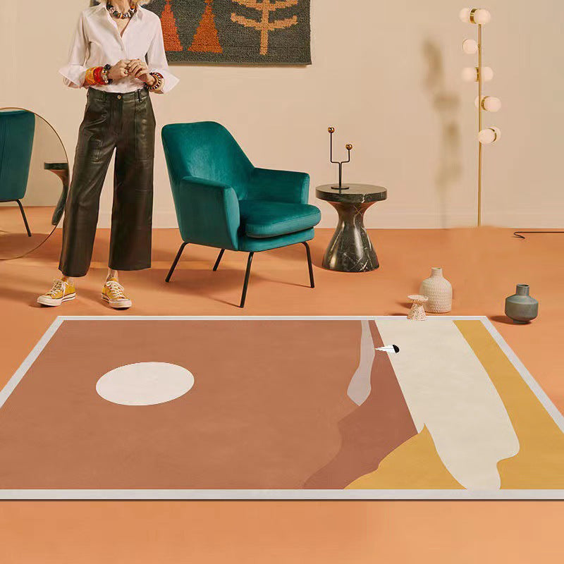 Brown Graphic Carpet Polyester Modern Carpet Stain Resistant Carpet for Living Room