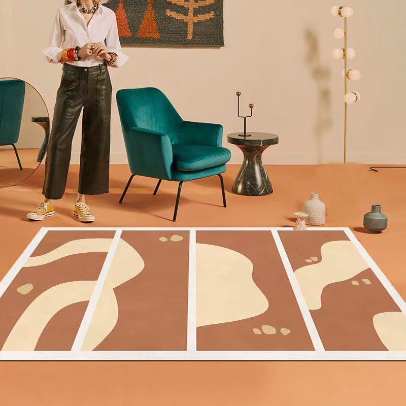 Brown Graphic Carpet Polyester Modern Carpet Stain Resistant Carpet for Living Room