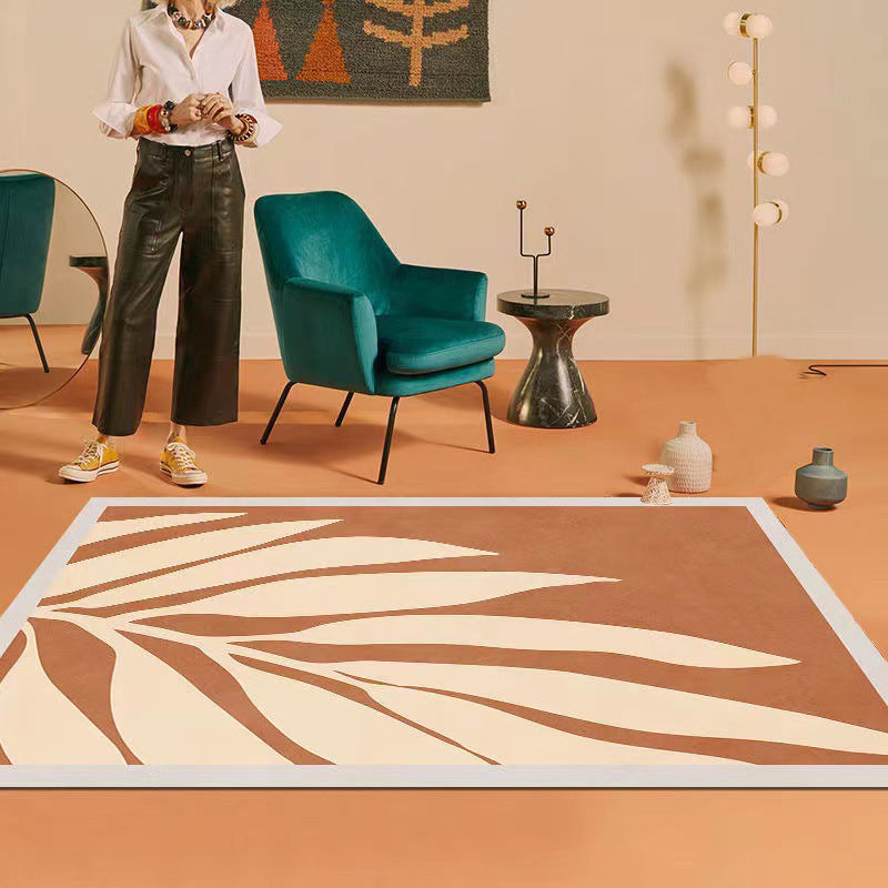 Brown Graphic Carpet Polyester Modern Carpet Stain Resistant Carpet for Living Room