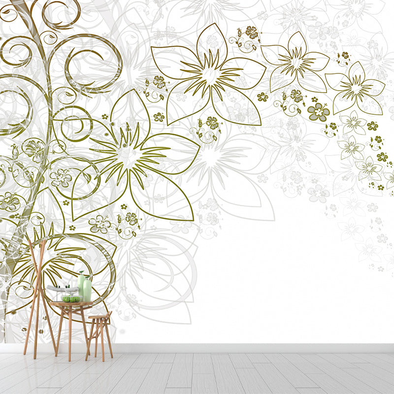 Illustration Stain Resistant Mural Wallpaper Plant Printing Indoor Wall Mural