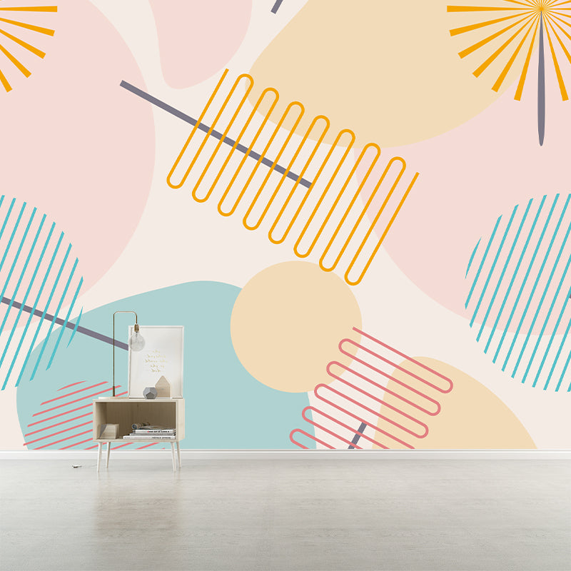 Geometric Pattern Mural Wallpaper Environment Friendly Living Room Wall Mural