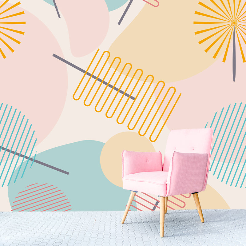 Geometric Pattern Mural Wallpaper Environment Friendly Living Room Wall Mural