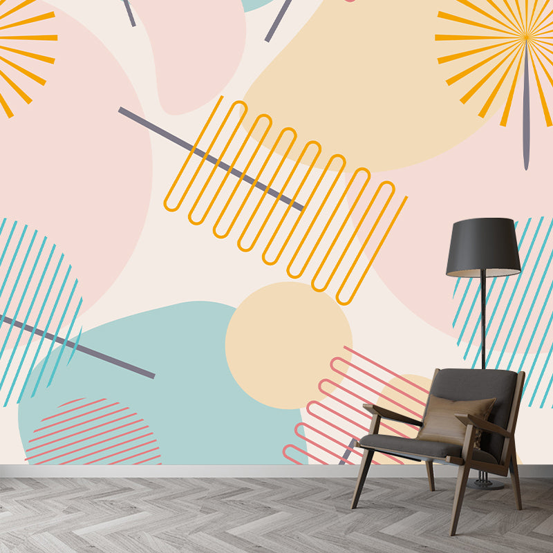 Geometric Pattern Mural Wallpaper Environment Friendly Living Room Wall Mural