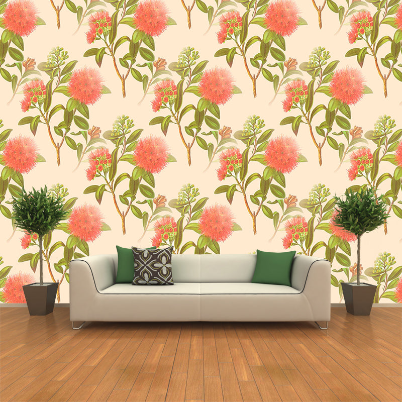 Vintage Illustration Mural Wallpaper Flowers Sitting Room Wall Mural