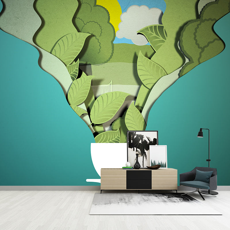 Plant Resistant Mural Wallpaper Environment Friendly Sleeping Room Wall Mural