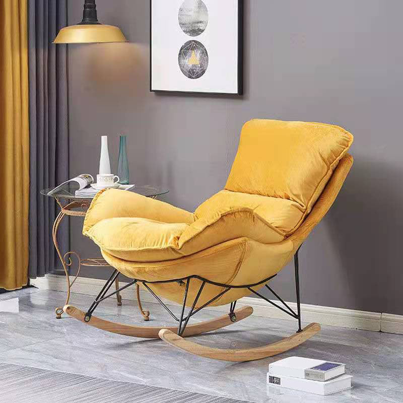 Blue Modern Rocking Chair Upholstered Rocker Chair for Home Decor