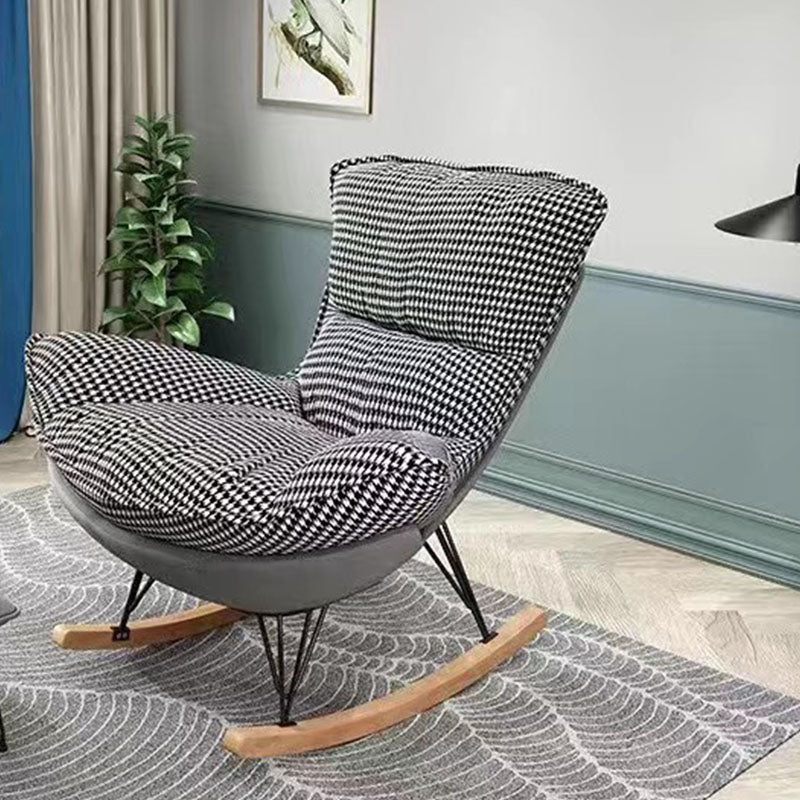 Blue Modern Rocking Chair Upholstered Rocker Chair for Home Decor