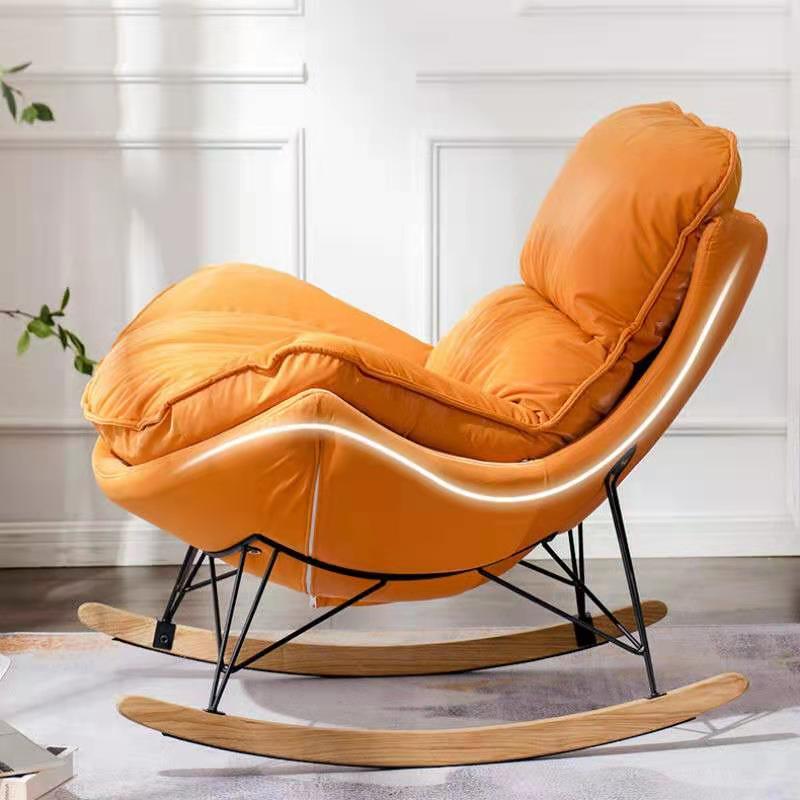 Blue Modern Rocking Chair Upholstered Rocker Chair for Home Decor