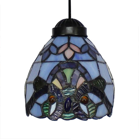 Victorian Domed Multi Light Pendants Stained Glass 3 Lights Hanging Pendant in White for Dining Room