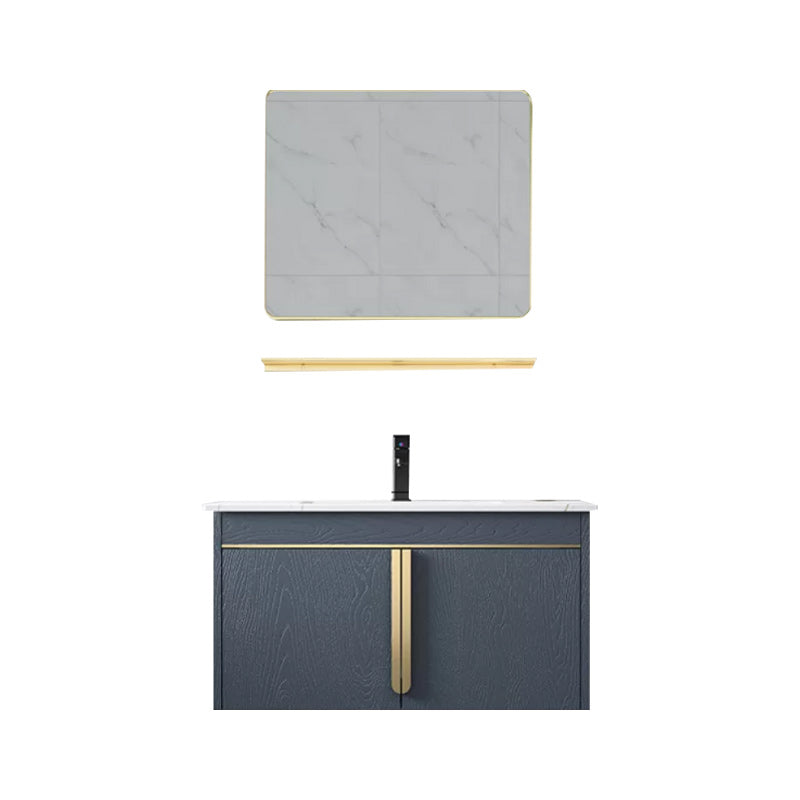 Modern Wall-Mounted Bathroom Sink Vanity Stainless Steel Vanity with Soft Close Door