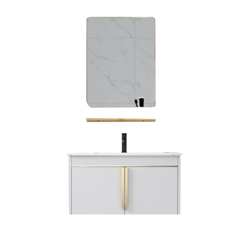 Modern Wall-Mounted Bathroom Sink Vanity Stainless Steel Vanity with Soft Close Door