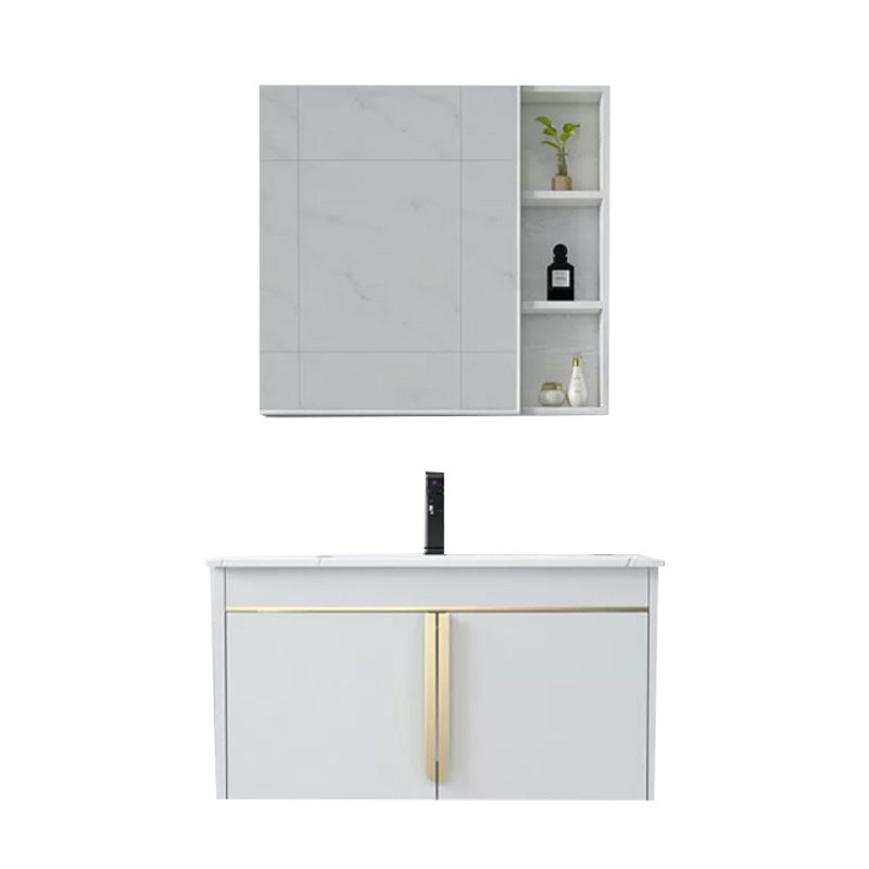 Modern Wall-Mounted Bathroom Sink Vanity Stainless Steel Vanity with Soft Close Door